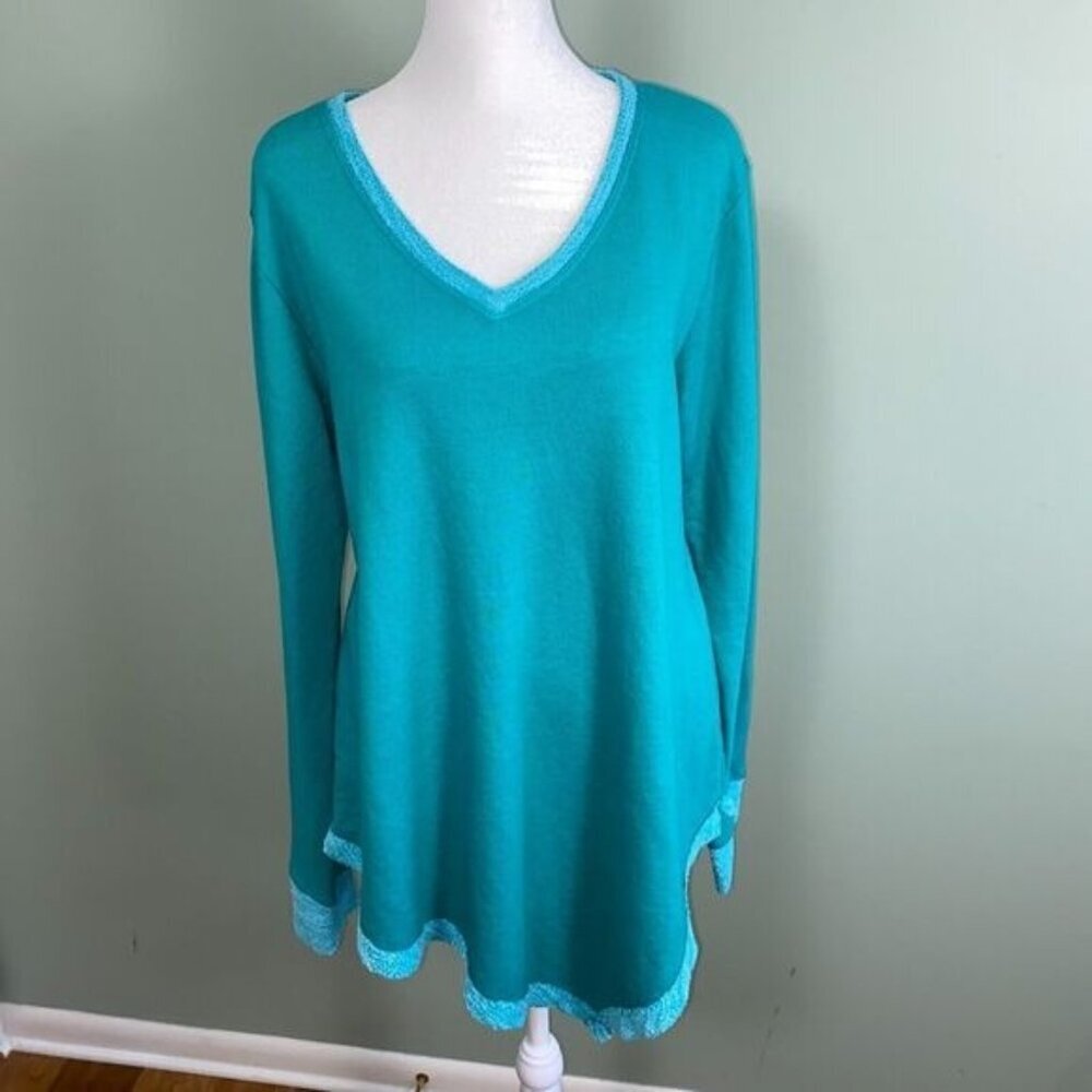 Fresh Produce Turquoise Terry Cloth Asymmetrical Tunic Top – Women’s XS/Small